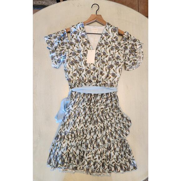 Anthropologie Foxiedox NWT Blue Lexie Cold Shoulder Wrap Dress SZ Small - Picture 6 of 10